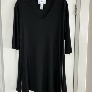 Joseph Ribkoff Black V-Neck Tunic with Zipper Accents